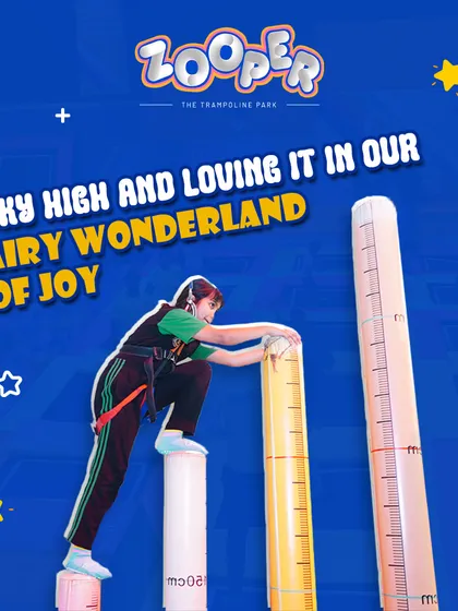 Sky high and loving it in our airy wonderland of joy. The climbing pillars are a great way to challenge yourself and reach new heights.