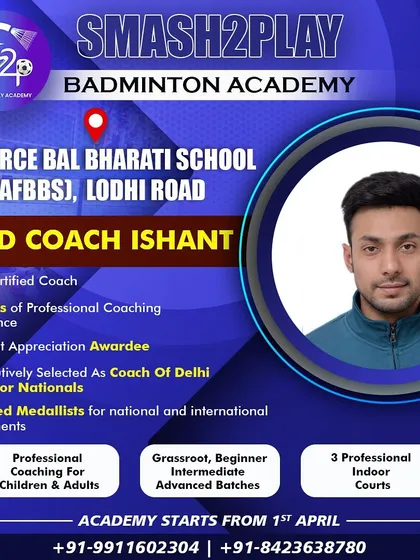 Introducing myself as the Head Coach for the Air Force Bal Bharti School academy. My credentials include being a BWF Certified Coach and being selected as the Coach of the Delhi Team for Nationals.