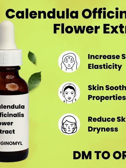 Improve skin health with Calendula Officinalis Flower Extract (EPIGINOMYL). It's a wonderful ingredient for increasing skin elasticity, soothing irritation, and reducing dryness, making it suitable for sensitive skin products.