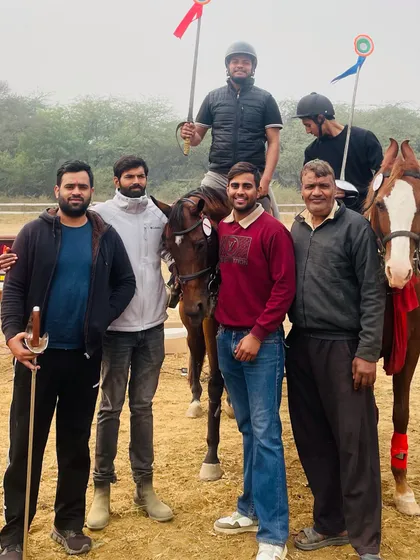 Celebrating a team victory at the Junior National Equestrian Championship 2024. Our riders and instructors stand proud after securing multiple individual medals in tent pegging events.