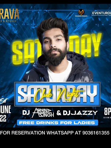 The official poster for a Saturday Club Night at Drava, where I played alongside DJ Jazzy with free drinks for ladies.