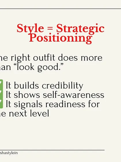 Style is strategic positioning. The right outfit builds credibility, shows self-awareness, and signals your readiness for the next level.