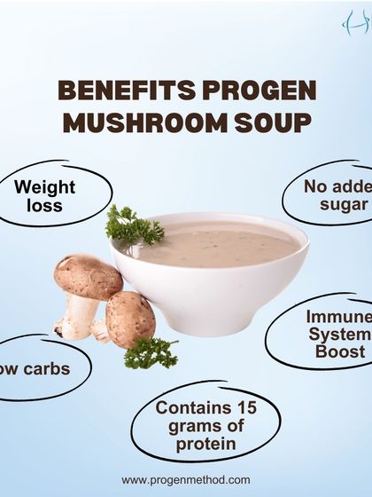 Our ProGen Mushroom Soup is a perfect low-carb meal. It aids in weight loss, boosts the immune system, has no added sugar, and contains 15 grams of protein.
