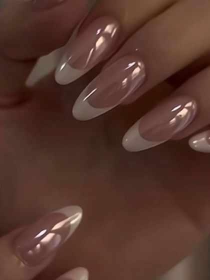 A detailed shot of the custom soap nails with a pearlescent finish, created for Alia Bhatt. This style, also known as glazed donut nails, offers a chic and trendy look that catches the light beautifully.
