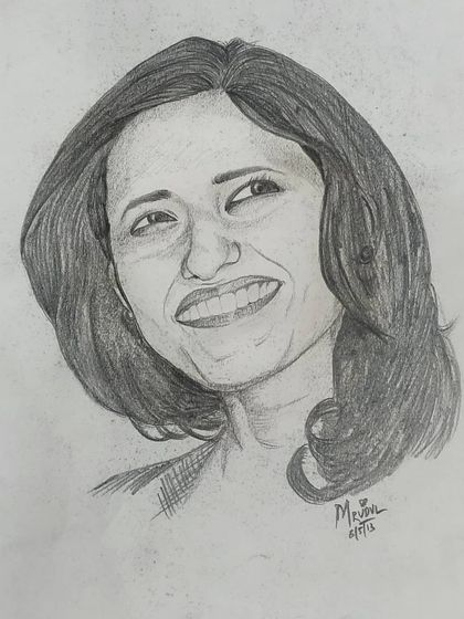 A smiling portrait done in pencil. Capturing a genuine smile is one of my favorite challenges, involving careful attention to the eyes and facial structure.