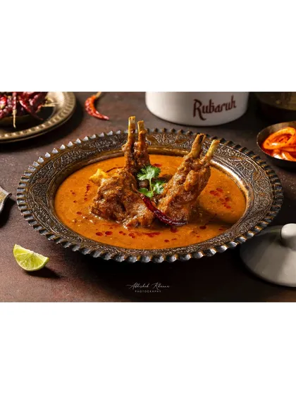 A full view of the Mutton-e-Rubaruh in its serving bowl, captured for menu and promotional use.