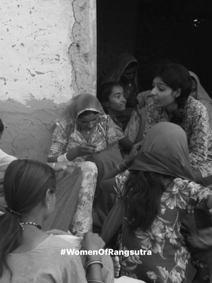 Here is Babita with a group of artisans, sharing her knowledge and passion. These interactions are at the heart of our community-based model.