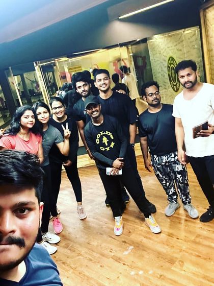 A selfie with our Zumba batch at Gold's Gym in Rajahmundry. This is the community we have built, one dance step at a time.