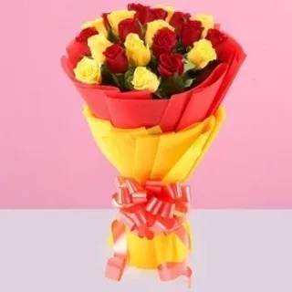 This vibrant bouquet of red and yellow roses is designed to bring joy and energy. The bold color combination makes it a fantastic choice for celebrating friendships, new beginnings, or simply sending a cheerful surprise.