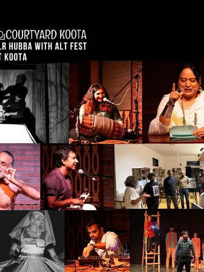 A collage showcasing the variety of performances and events during the BLR Hubba with ALT Fest at Koota. It was a week filled with theatre, music, storytelling, and community connection.