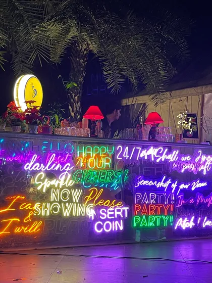 We go beyond just serving drinks by creating immersive environments. This custom neon bar was designed for a high-energy birthday party, transforming the space and becoming the vibrant centerpiece of the celebration.