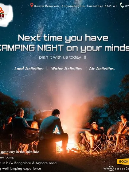 This is what our nights look like. After a day of activities, gather around a warm bonfire with your friends, share stories, and enjoy the peace of our lakeside campsite. It's the perfect way to end an adventurous day.