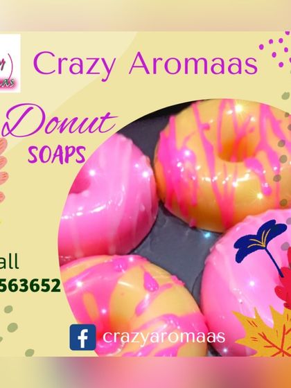 These vibrant and fun donut soaps are from my 'Crazy Aromaas' brand. They look and smell delicious and are a great example of the creative things you can make.
