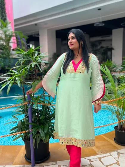 A beautiful and comfortable Indian suit. I love wearing ethnic wear that is both royal and easy to carry.