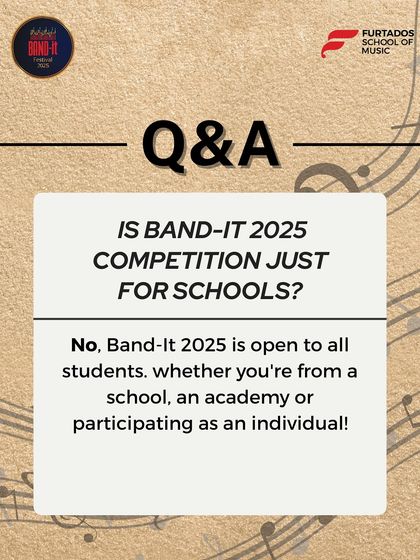 A helpful Q&A post clarifying that the Band-It competition is open to all students, not just those participating through a school. This encourages individual performers and academy students to join.