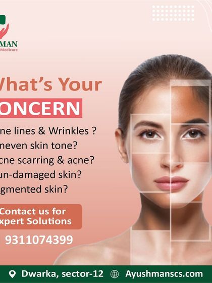 What's your concern? This graphic lists common skin issues like fine lines, uneven tone, acne, sun damage, and pigmentation. We want clients to know that for every concern, we have an expert solution.