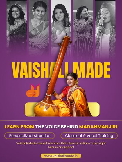 You have the opportunity to learn from the voice behind the award-winning song "Madanmanjiri." I personally mentor students here in Goregaon, offering personalized attention in classical and vocal training.