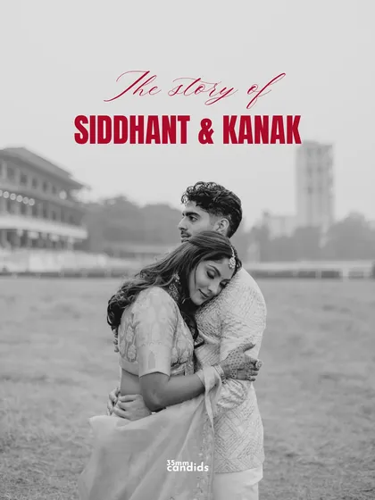 The story of Siddhant and Kanak. A tender, black and white embrace that feels like a movie poster for their love story, captured during their pre-wedding shoot.