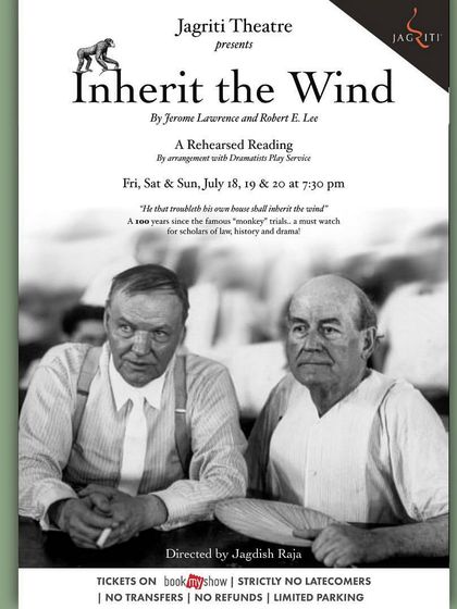 The poster for our rehearsed reading of "Inherit the Wind," a play based on the famous "Monkey Trial" of 1925.