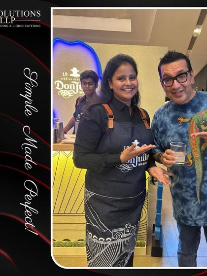 Our mixologist Amisha Singh with a guest at the Father's Day event for Diageo. We love interacting with guests and sharing our passion for great drinks.