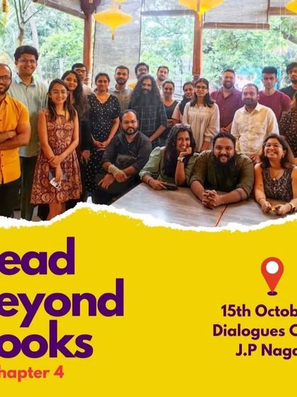 A flyer for "Read Beyond Books," a meetup for people to gather, brew great conversations, and make new friends.