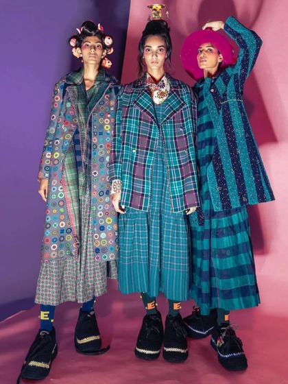 For this lookbook image, I played with quirky themes, styling one model with hair rollers as a finished look. The other styles include a sleek bob and a textured updo, showing a range of playful yet polished hairstyling.