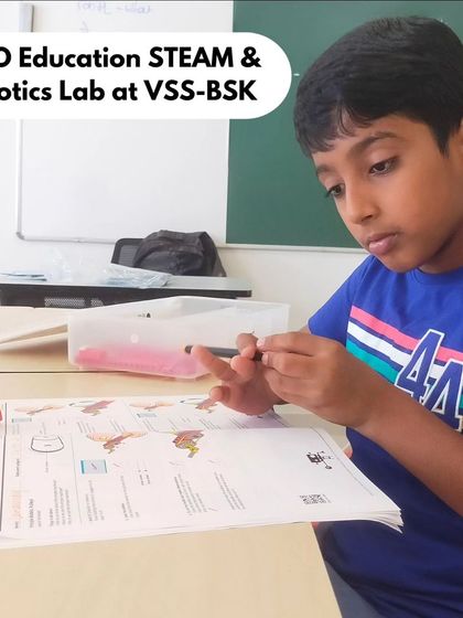 A student at our lab in VSS-BSK carefully follows the build instructions. Our programs emphasize attention to detail and the ability to interpret technical diagrams, a crucial engineering skill.