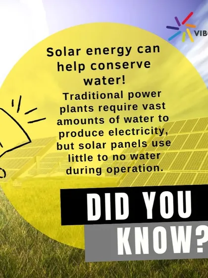 Did you know solar energy helps conserve water? Unlike traditional power plants that require vast amounts of water for cooling, solar panels use little to no water to generate electricity.