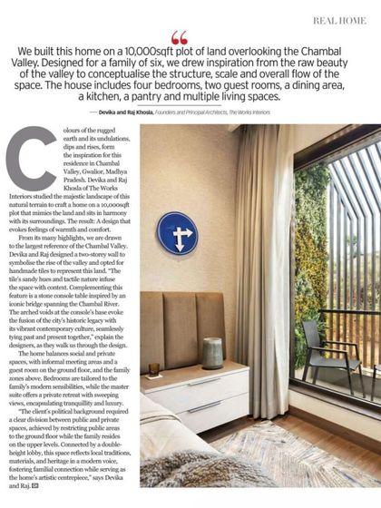 An excerpt from our feature in GoodHomes magazine, detailing our inspiration from the Chambal Valley for the Terra project. It describes how the 10,000 sq. ft. plot was transformed into a home that mirrors the land.