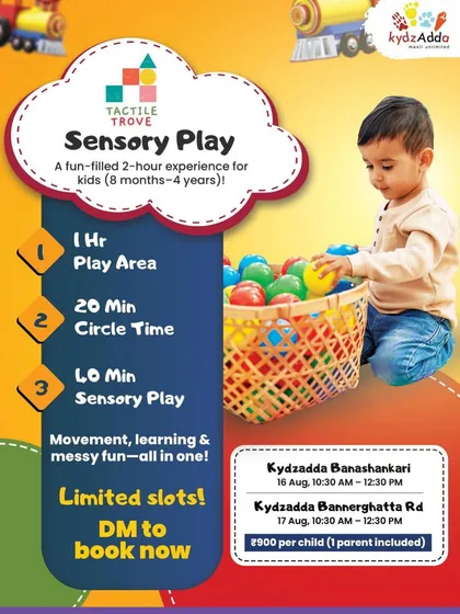 Here's an advertisement for one of our popular sensory play sessions. These 2-hour experiences include time in the play area, circle time, and messy, fun sensory activities.