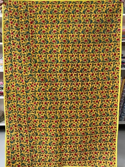 The floral backing fabric chosen for the bright Bargello quilt.