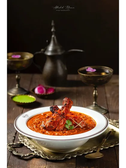 Butter Chicken for United Coffee House. The dramatic, low-key lighting and elegant props create a fine-dining atmosphere, elevating a classic dish.