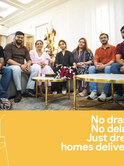 Our promise is simple: no drama, no delays, just dream homes delivered. This picture with our happy clients and dedicated team members captures the spirit of collaboration and trust that defines every High Creation project.