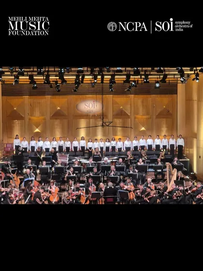 A truly magnificent collaboration as our Singing Tree Choir performs with the full Symphony Orchestra of India (SOI) at the NCPA. These large-scale performance opportunities provide our students with invaluable professional experience on a grand stage.
