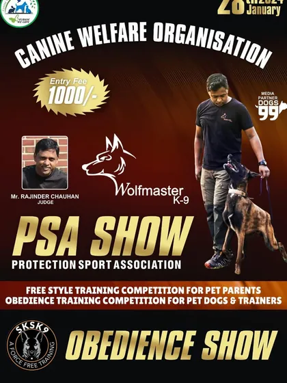 Beyond aesthetic grooming, we also support events that focus on canine training and welfare. This poster is for a Protection Sport Association (PSA) and obedience show, which includes training competitions for pet dogs and their trainers.