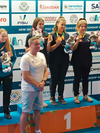 The winning teams of the Skeet Women Team event. We are proud to host events that showcase the power and precision of female athletes from around the world.
