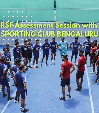 Our methods are trusted by professional teams. This image shows an RSF assessment session with Sporting Club Bengaluru, where we analyze movement and performance metrics to build a data-driven training program that prepares them for the highest levels of competition.