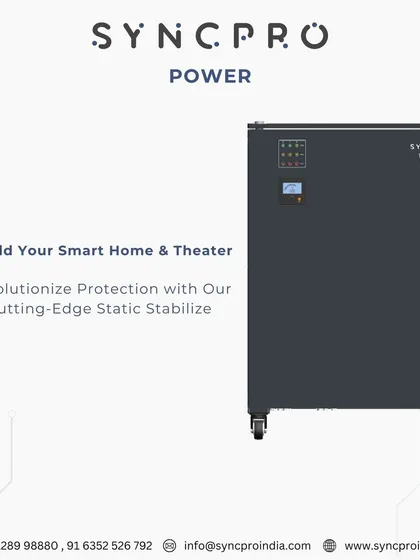 Protect your investment with our cutting-edge SyncPro static stabilizer, a product we developed in-house. It shields your entire smart home and home theater from power fluctuations, ensuring your expensive electronics have a long and stable life.