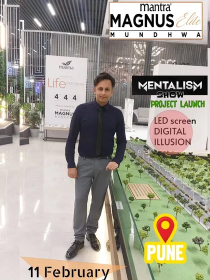 A poster for my mentalism show and digital illusion performance at the Mantra Magnus project launch in Pune.