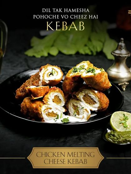 The kebab that touches the heart. Our Chicken Melting Cheese Kebab is a hollowed chicken kebab filled with gooey, molten cheese, creating a delightful surprise with every bite.