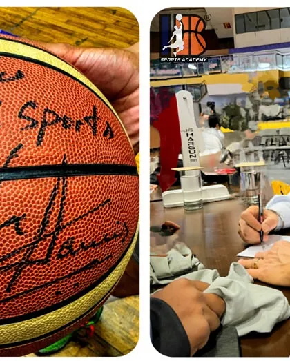 "Best Wishes to I.B. Sports." A basketball signed by Aamir Khan himself, a prized possession for our academy and a symbol of this incredible collaboration.