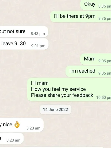 Even simple, positive feedback like "Very nice" shows me that my service is helping my clients feel better. Your satisfaction is my priority.