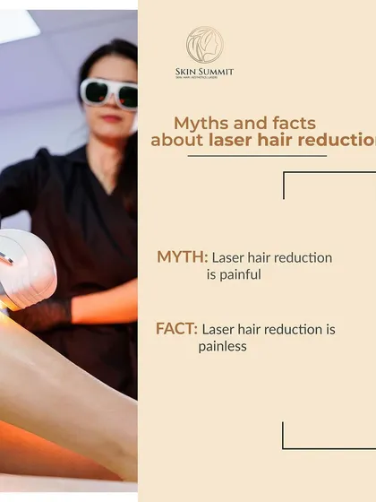 A common concern I hear is that laser hair reduction is painful. The fact is, the technology I use is designed to be painless. This image addresses the myth versus the reality of the procedure, showing a client comfortably undergoing treatment.