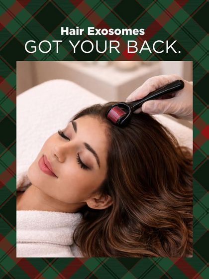 A client peacefully receives our Hair Exosomes treatment. This therapy is a comfortable and effective solution for those seeking to address hair loss and thinning by regenerating hair at a cellular level.