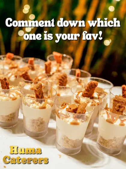 Our Biscoff cheesecake shots, a modern dessert option that is always a crowd favorite.