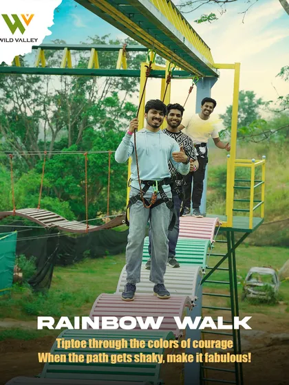 Tiptoe across the colors of courage on our Rainbow Walk. This rope activity is a great way for kids to build confidence and improve their balance, one careful step at a time, all while safely harnessed.