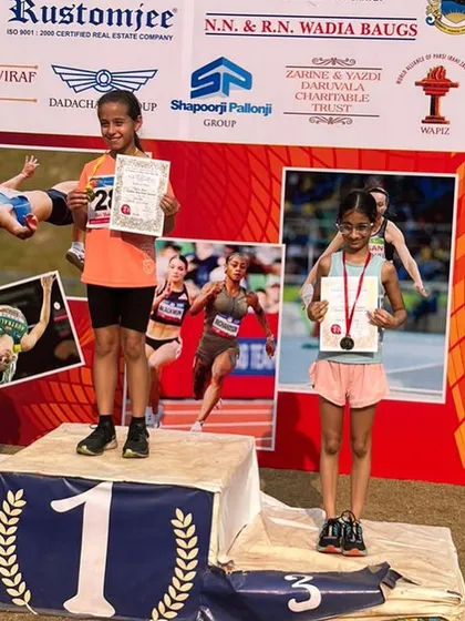 Nataniya on the podium, taking 3rd place for her 50m sprint at the All Parsee annual athletic meet. A fantastic achievement and a proud moment.