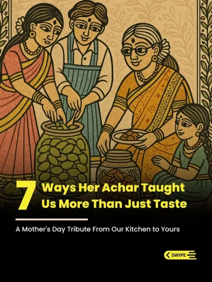 A Mother's Day tribute from our kitchen to yours. This Madhubani-style art shows how her achar taught us more than just taste; it taught us about patience, tradition, and love.