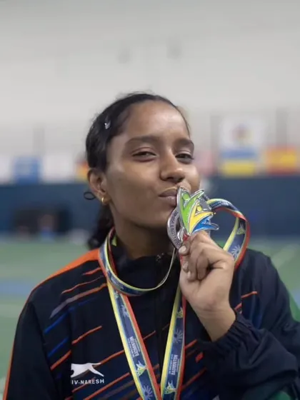 **World Champion in the Making.** A moment of pure joy as our para-athlete Aaditya Yadav kisses her medal after her incredible performance at the World Deaf Badminton Championship in Brazil. We are immensely proud of our para-badminton program.