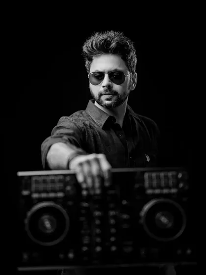 "First Rule of Music: Break the rules." A black and white portrait that captures my philosophy as an artist.